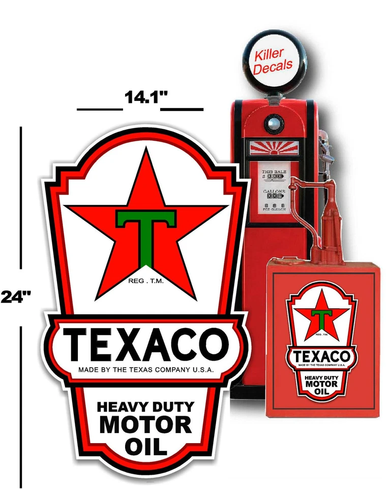 24" X 14.1" TEXACO LUBSTER CALCOMANÍA LATERAL BOMBA DE GAS Y ACEITE, SEÑALIZACIÓN PEGATINA LUBESTER Foto 1 de 1
