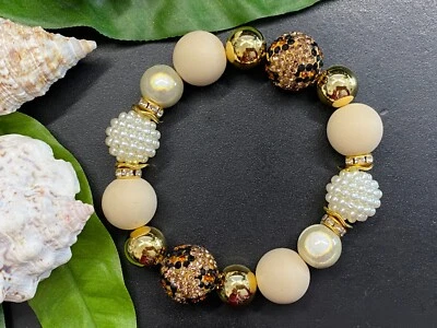 Armband Miracle Beads Leo Animal Print Strassperlen Gr. S Magic Beads #1035-4 - Bild 1 von 2