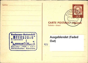 Schiffspoststempel Schiff MEERSBURG Bodensee Motorschiff Ganzsache 1966 KONSTANZ - Picture 1 of 2