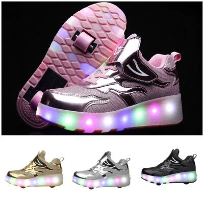 LED Wheels Boys & Girls Skates Shoes Kids 2 Wheels Flash Roller Shoe NEW Model - Image 1 of 4