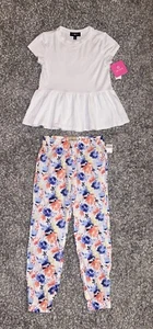 NWT Girls AMY BYER Peplum T-shirt ROEBUCK & CO Floral Lightweight Pants- size 10 - Picture 1 of 12