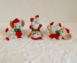 Brinn's Tumbling Christmas Mice Set Pintado a Mano (3) Estatuillas de Porcelana Taiwán - Imagen 1 de 12