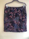 Country Rose Navy Blue Floral Skirt Size 14 Knee Length