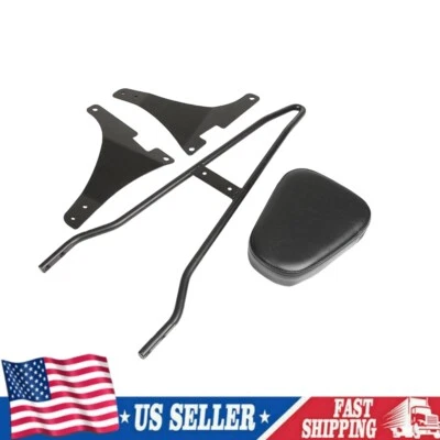 Black PU Leather Sissy Bar Backrest Pad For Harley Sportster XL 883 1200 - Изображение 1 из 4