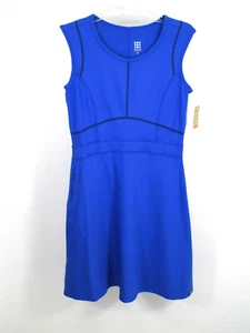 NUEVO CON ETIQUETAS TITLE NINE Vestido de ensueño ajustado y acampanado para mujer talla S Midi Gamuza Azul Gorp Core - Imagen 1 de 14