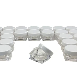 Cosmetic Jars Empty Square Makeup Containers White Lids 10 Gram Ml (5 Pack) 3086 - Picture 1 of 8