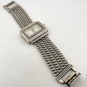 Ecclissi Sterling Silver 33610 35mm Pearl Dial Quartz Watch 86g - Working, Sz 7 - Picture 1 of 18
