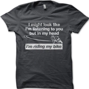 BIKER Motorcyclist In My Head I'm Riding My Bike Dad Birthday Funny t-shirt 9099 - Picture 1 of 11
