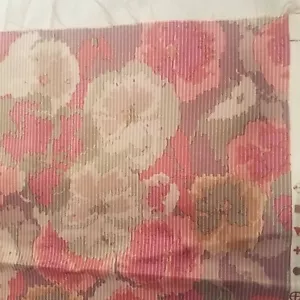 VINTAGE Light Weight STRIPE FLORAL Print POLYESTER BLEND 60" x 1 1/4 yds - Picture 1 of 6