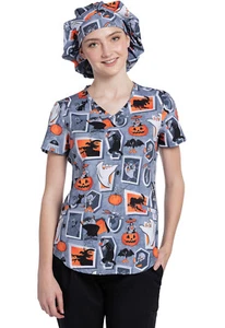 Looney Tunes Cherokee Scrubs Tooniforms Halloween V Neck Top TF737 LTFW - Picture 1 of 2