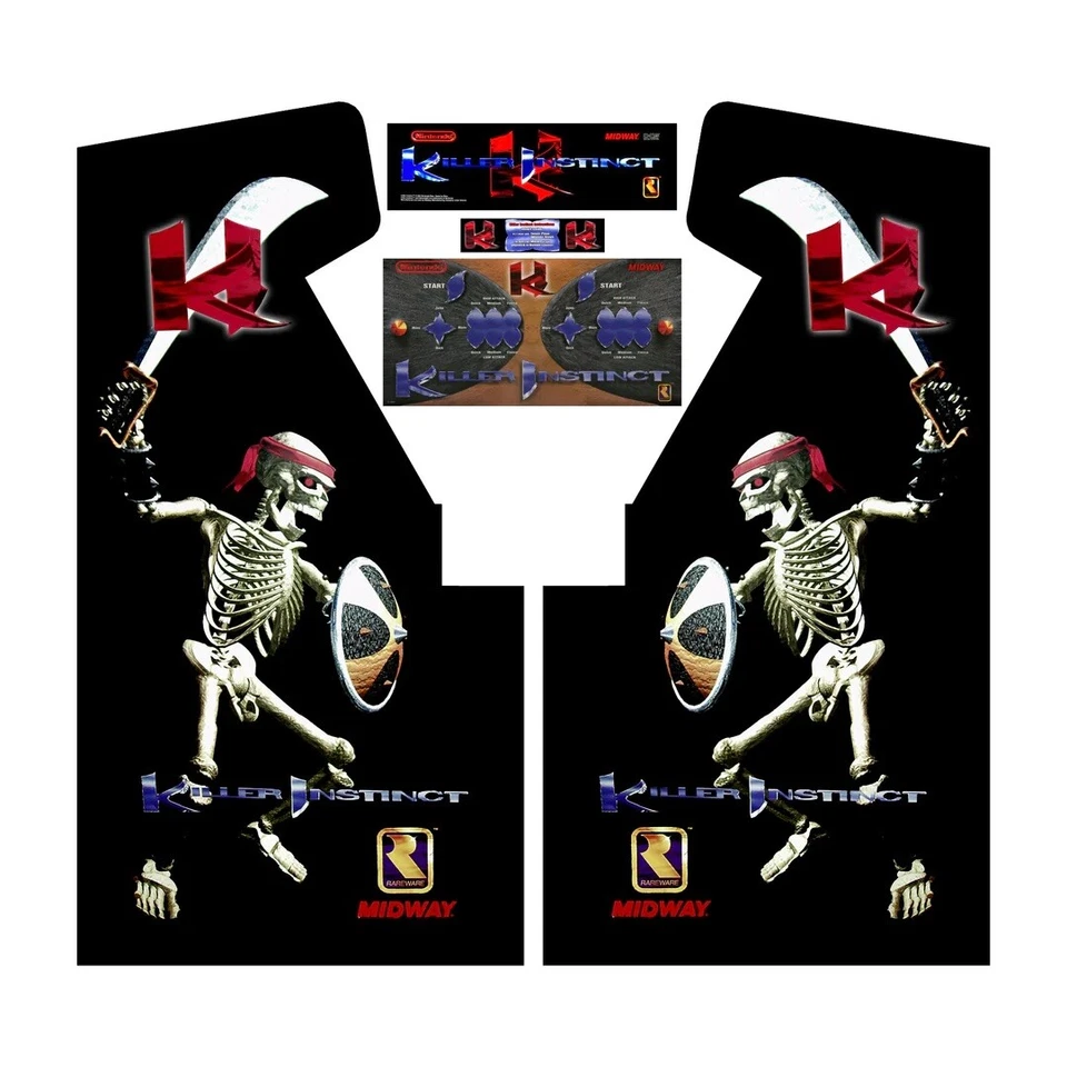 Killer Instinct Arcade Side Art Full Set 5pc Artwork Textured CPO Complete Kit - Image 1 of 1