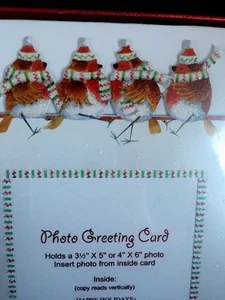 Burgoyne Fine Christmas Greeting Cards~Holds photo 3 1/2x5 or 4x6"  BIRDS~box/40 - Picture 1 of 7