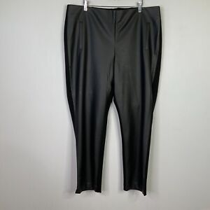 Chicos Juliet Faux-Leather Front Ankle Pants Black Women Size XL/3 Pull on