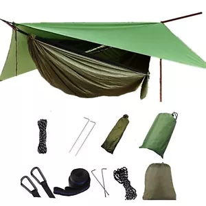 Camping Hammock with Rain Fly Tarp and Mosquito Net with Tree Straps,1/2 Pers... - Picture 1 of 12