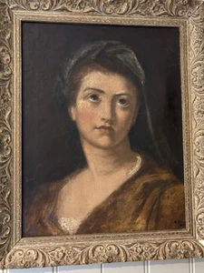 Antique Oil Portrait Painting Of A Young Woman / Lady - Picture 1 of 24