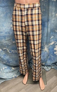 Vintage 1970s 80s Men’s Cotton Plaid High Rise Golf Slacks Pants 35.5X31 - Picture 1 of 13