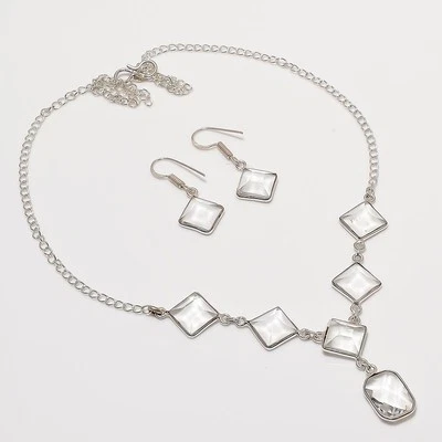 Weißer Topas Edelstein Schmuck Set Handarbeit Erntedankgeschenk Halskette Set... - Bild 1 von 4