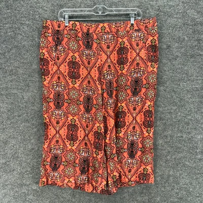 Pantalones Cortos Cato Mujer 18/20W Plus Rosa Geométrico Tiro Alto Chino Pull On Rayón Foto 1 de 4