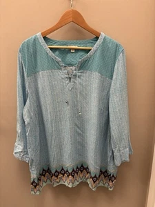 J.Jill Boho BLouse Womens Size XL Rayon Casual Cottagecore Flowy Balloon Sleeve - Bild 1 von 14