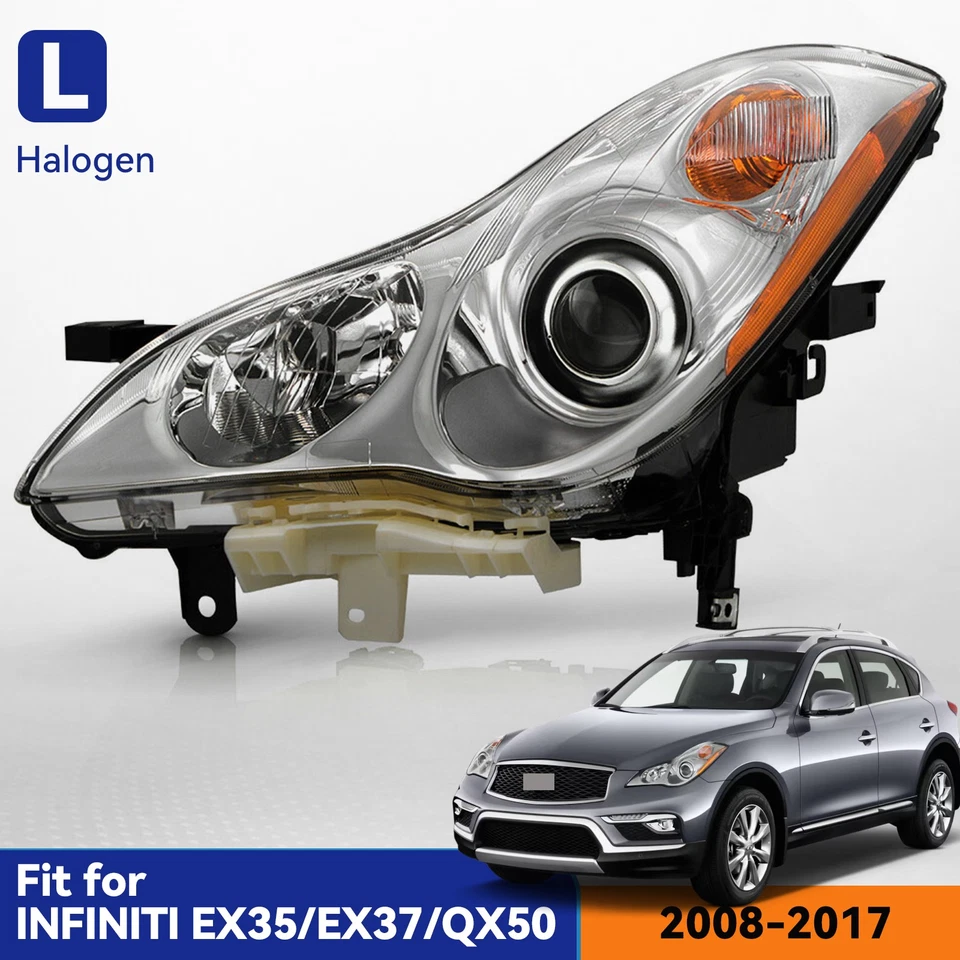 Halogen Headlight For 2008-2012 Infiniti EX35 2014-2017 QX50 Left Driver Side LH Foto 1 de 4