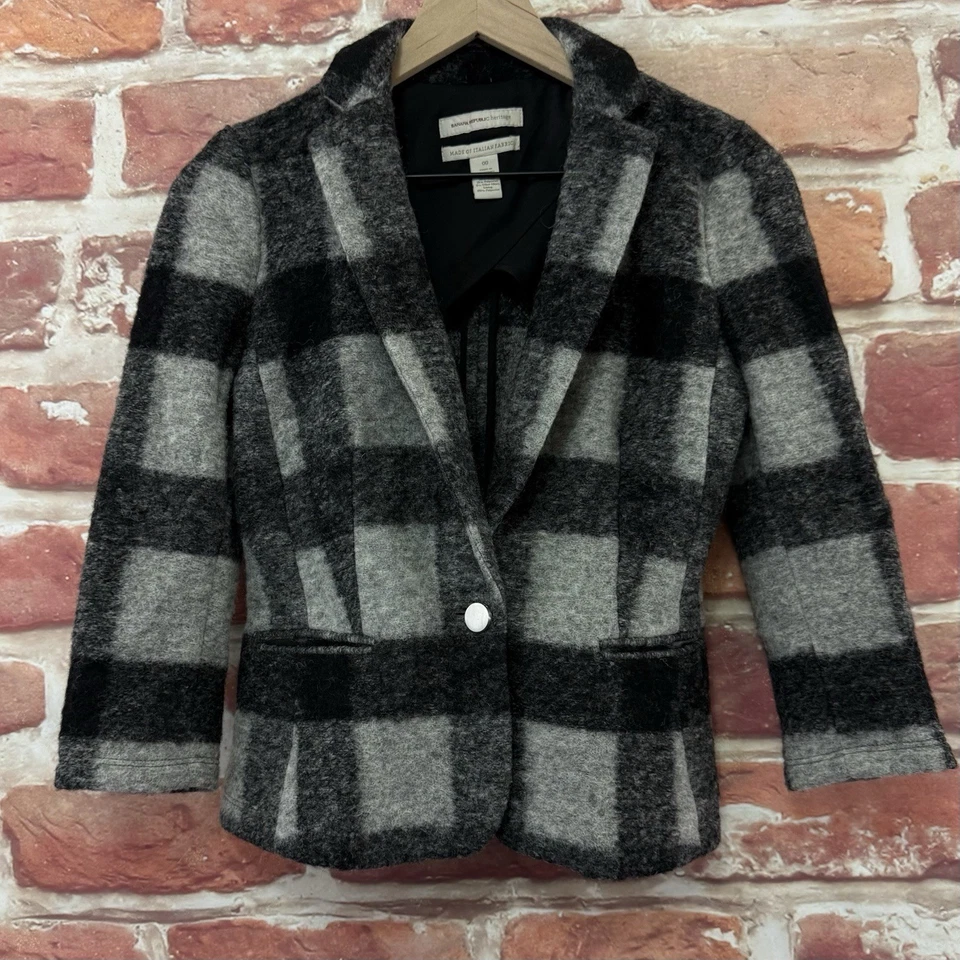 Blazer Banana Republic feminino 00 multicolorido mistura de lã jaqueta xadrez búfalo - Imagem 1 de 4