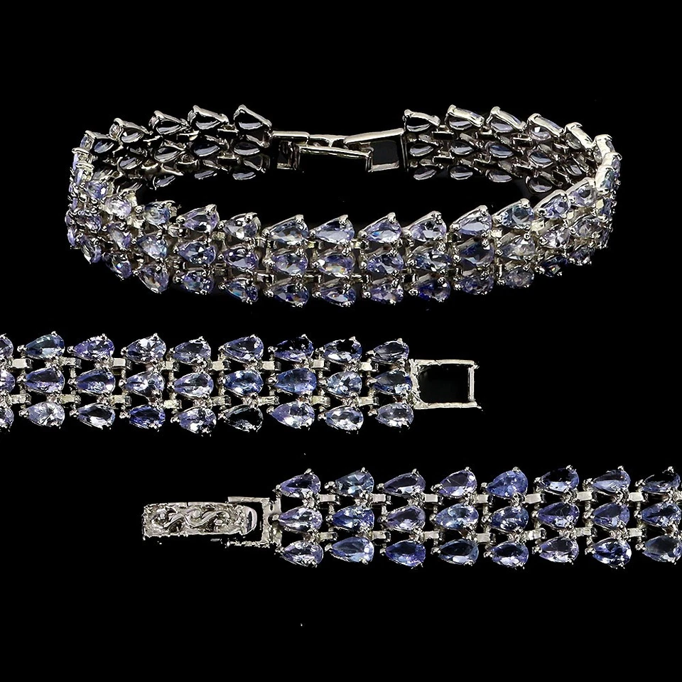 925 Sterling Silver Bracelet Pear Tanzanite 4x3mm Natural No USA Import Fees - Image 1 of 4