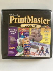 PrintMaster Gold 10 très bons CD logiciel Broderbund Windows 95 98 PC de bureau - Photo 1/7