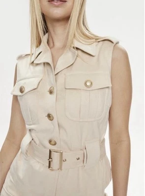 Guess NWT oldmoney style belted vest gilet beige size S womens - Image 1 of 4