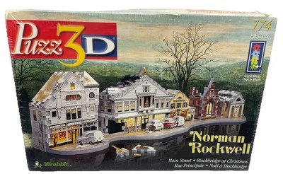 NEW Wrebbit Puzz 3D Norman Rockwell Main Street Stockbridge in Christmas Puzzle - Image 1 of 2
