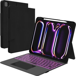 Keyboard Case for iPad Pro 13-inch (M4) 2024: Bluetooth Keyboard with 7 Colors B - Afbeelding 1 van 8