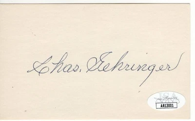 Charlie Gehringer Signed Autographed Index Card Tigers HOFer JSA AR13001 - Image 1 of 2