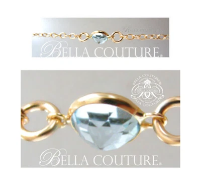 $590 NEW BC® AQUAMARINE 18K YELLOW GOLD NECKLACE VTG STATION PENDANT CHARM 14K - Image 1 of 4