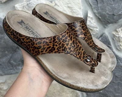 Mephisto Helen Sandals Size 39 (US 9) Toe Post Comfort Slip On Animal Print - Image 1 of 4
