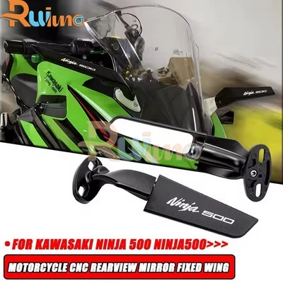 For Kawasaki Ninja 500 24-25 CNC Adjustable Mirror Wind Wing Rotating Rearview - Image 1 of 4