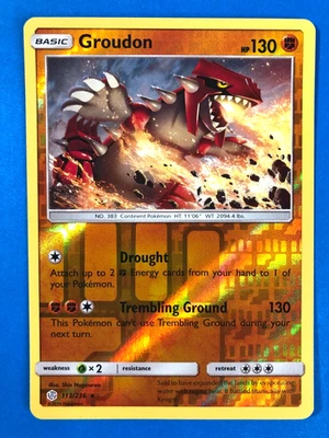 Groudon 113/236 Reverse Holo Rare Cosmic Eclipse Pokemon Card - Image 1 of 2