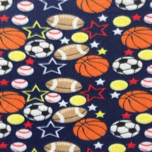 Multi Sports Navy Print Fleece Fabric - 60" Wide - Sold by The Yard & Bolt - Picture 1 of 1