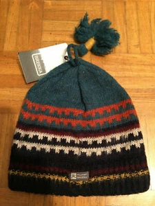 BREKKA CAPPELLO BAMBINO/A CUFFIA PON PON VINTAGE INVERNALE BLU/VER TAGLIA UNICA - Foto 1 di 1