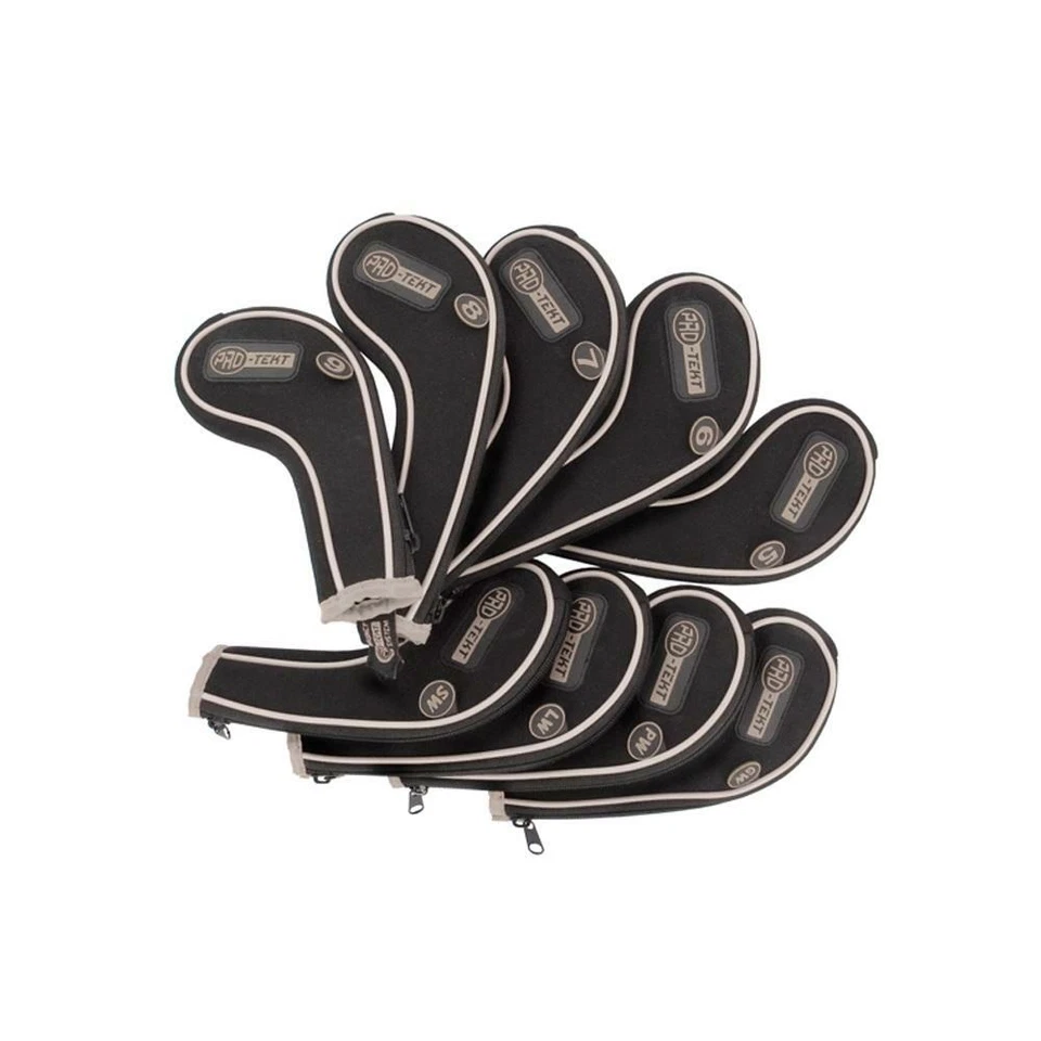 Pro-Tekt Zipped Iron Headcovers 5-LW - Black Silver Neoprene Golf Club Covers - Image 1 of 1