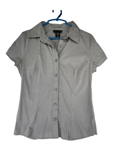 Camisa de vestir Apostrophe talla M gris con botones manga gorra - Imagen 1 de 9