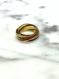 Vintage 18KGF Tri-Color Enamel Trinity Rolling Band Ring Size 6 - Picture 1 of 3