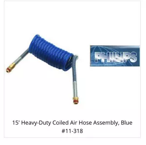 New 15' Heavy-Duty Coiled Air Hose Assembly, Blue #11-318 - Picture 1 of 1