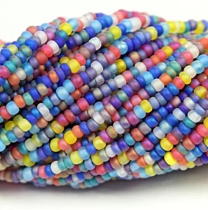 Czech Glass Seed Beads Size 11/0 " MIX BALLOON MATTE " Hank/ Strands - Picture 1 of 5