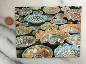 Vintage Mackenzie Childs Postcard Frameable Art 80's RARE Majolica Ceramic Bowls - Picture 1 of 2