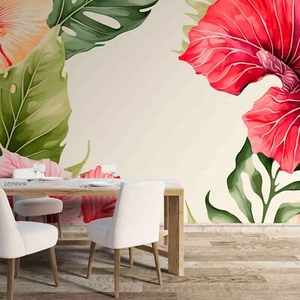 3D Flowers Leaves Watercolor Self-adhesive Removable Wallpaper Murals 11 - Picture 1 of 11