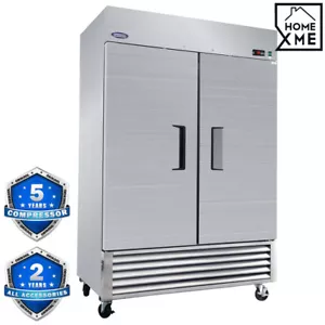 54" 49 Cu.ft Commercial Refrigerator with 2 Solid Door Reach-In Fridge Storage - Picture 1 of 16