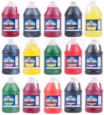 8 PACK  YOUR CHOICE  1 Gallon Syrup MIX Flavors Snow Cone Machine Shaved Ice • 155$