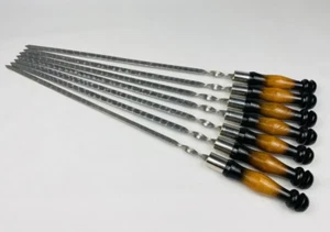 26in Skewers with wooden handle 660x3x12 mm. Set-6 pcs. Kebab BBQ Grill Mangal - Picture 1 of 5