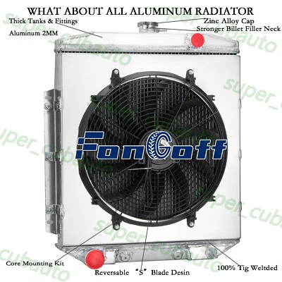 4 Row Radiator & Shroud Fan Fits 1954-1956 Ford Fairlane Country Skyliner Squire - Imagem 1 de 4