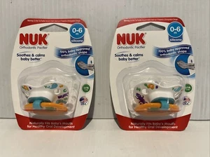 NIP Nuk Natural Shape Orthodontic Pacifier 0-6 Months Silicone BPA Free USA 2pk - Foto 1 di 3