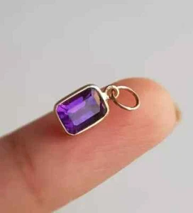 2Ct Emerald Simulated Amethyst Women Pendant 14K Yellow Gold Plated - Picture 1 of 4